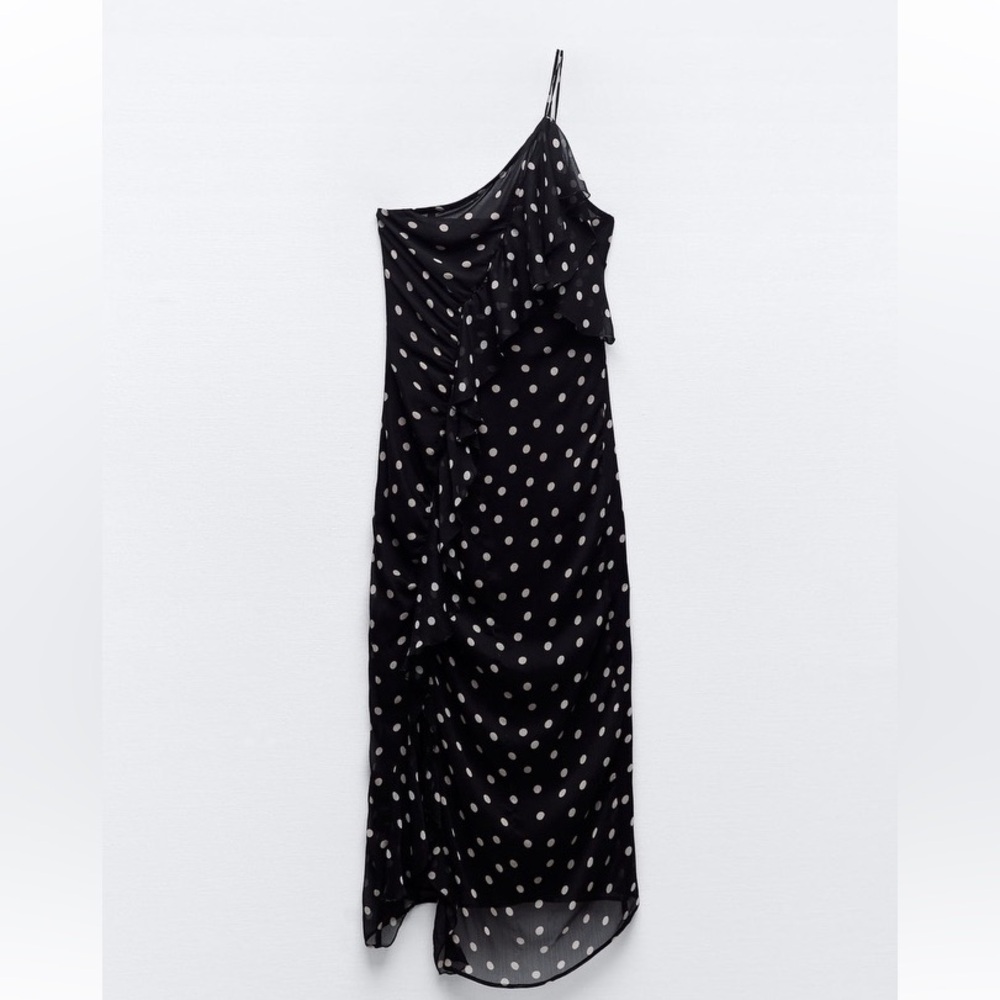 Zara polka dot dress with ruffles